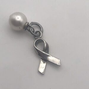 VTG Sterling & Freshwater Pearl Mini Pendant / Charm Bracelet Charm .8”
